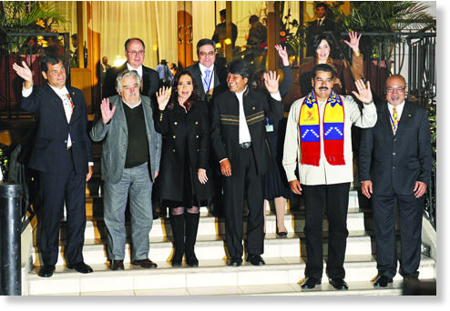 Latin leaders with Evo Morales