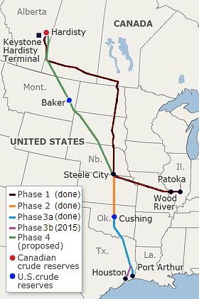 a Keystone pipeline route