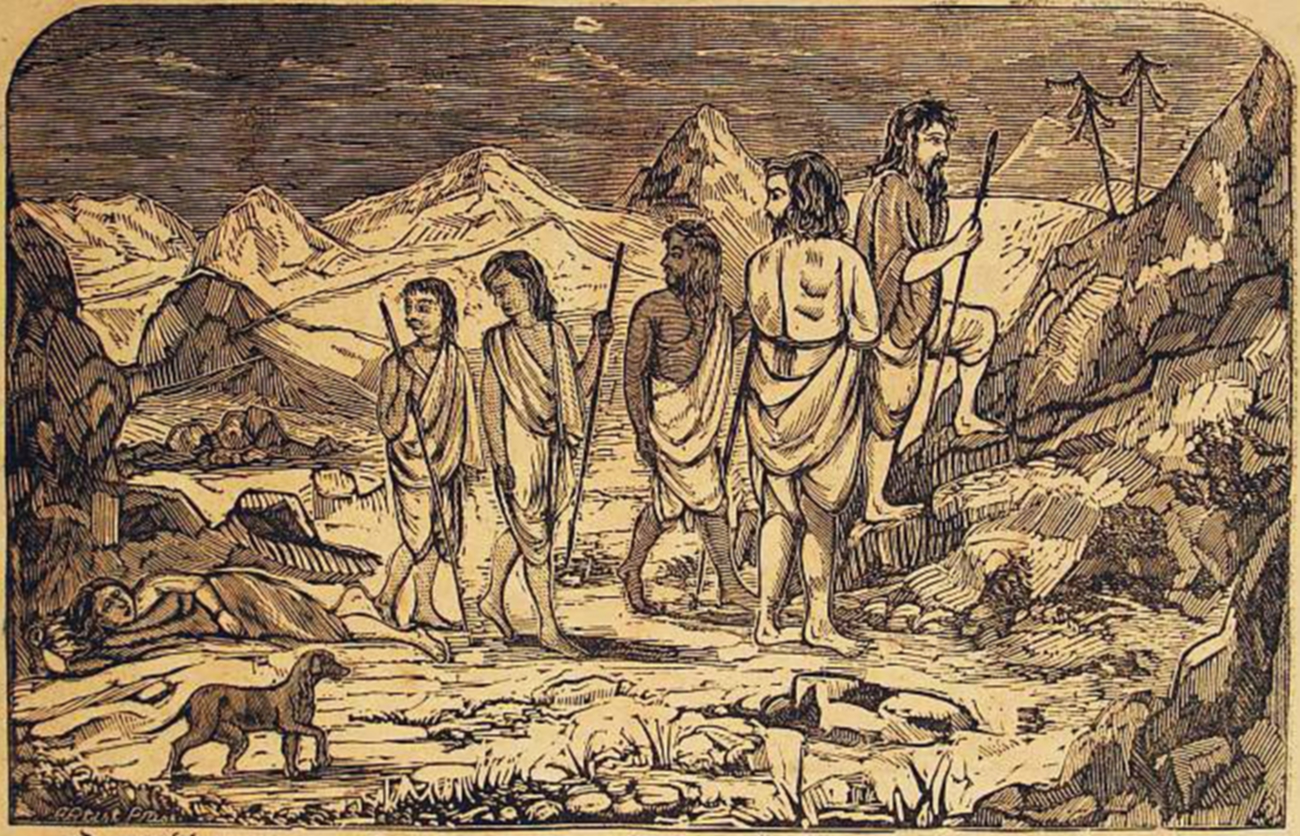 Death of Draupadi Illustrations from the Barddhaman edition of Mahabharata