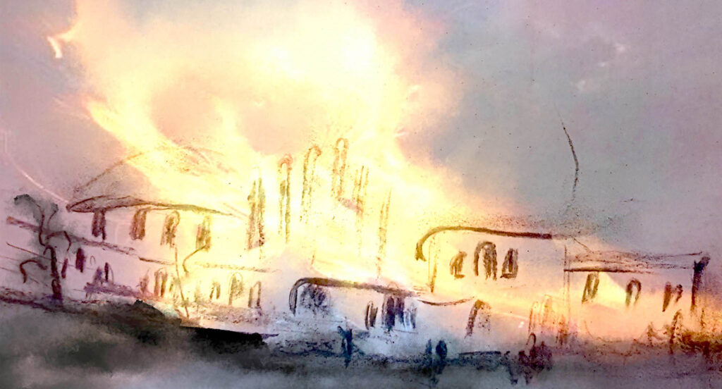 WW Zeichnung Goetheanum Flammen